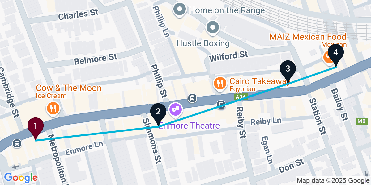 Map for 4-Stop Enmore Bar Crawl