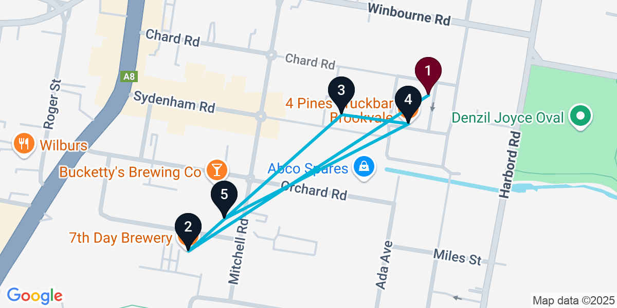 Map for Epic Brookvale Bar Crawl
