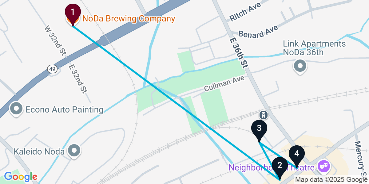 Map for Essential North Charlotte Cocktail Bar Crawl
