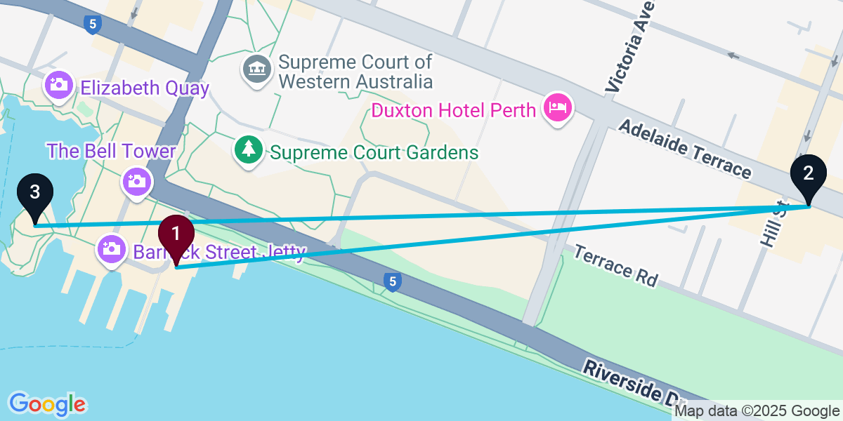 Map for 3-Stop Perth Wine bar Bar Crawl