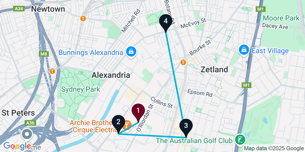 Map for 4-Stop Alexandria Brewery Bar Crawl
