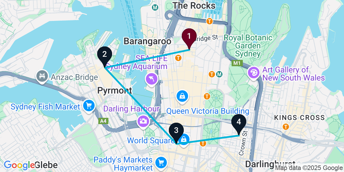 Map for 4-Stop Sydney Sports bar Bar Crawl