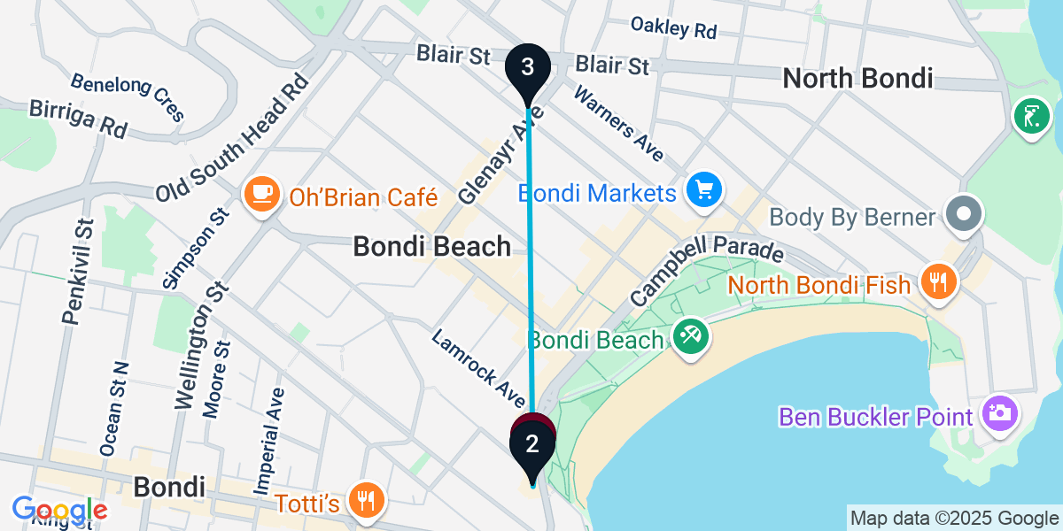 Map for 3-Stop Bondi Beach Beach bar Bar Crawl