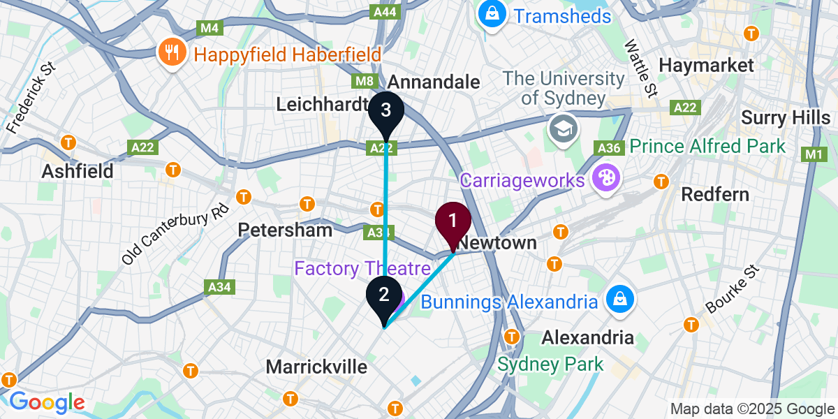 Map for 3-Stop Enmore Nightclub Bar Crawl