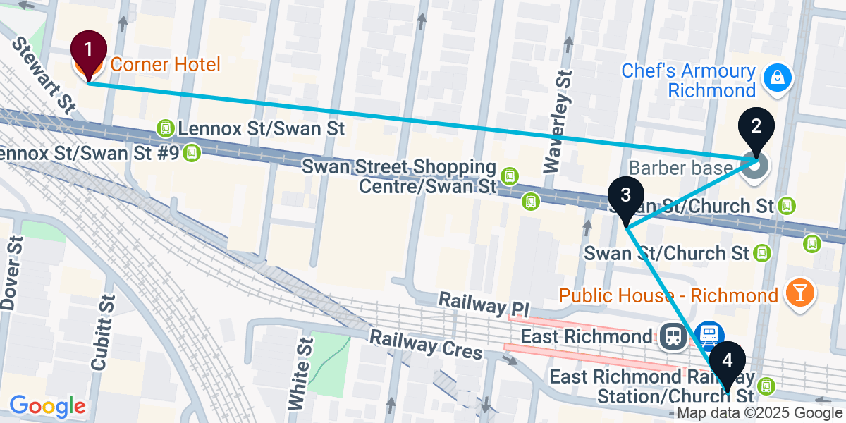 Map for Curated Richmond Cocktail Bar Crawl