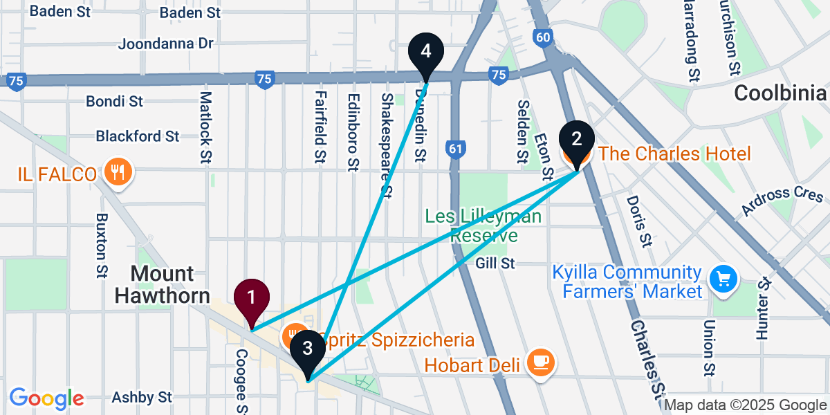 Map for 4-Stop Mount Hawthorn Live music Bar Crawl