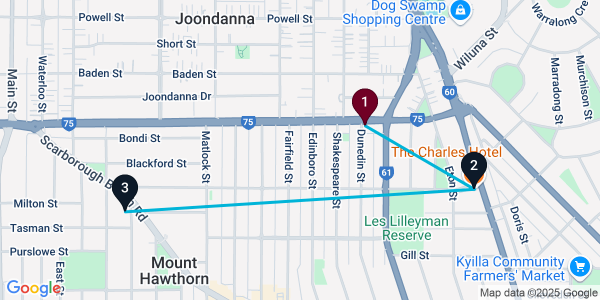 Map for 3-Stop Mount Hawthorn Live music Bar Crawl