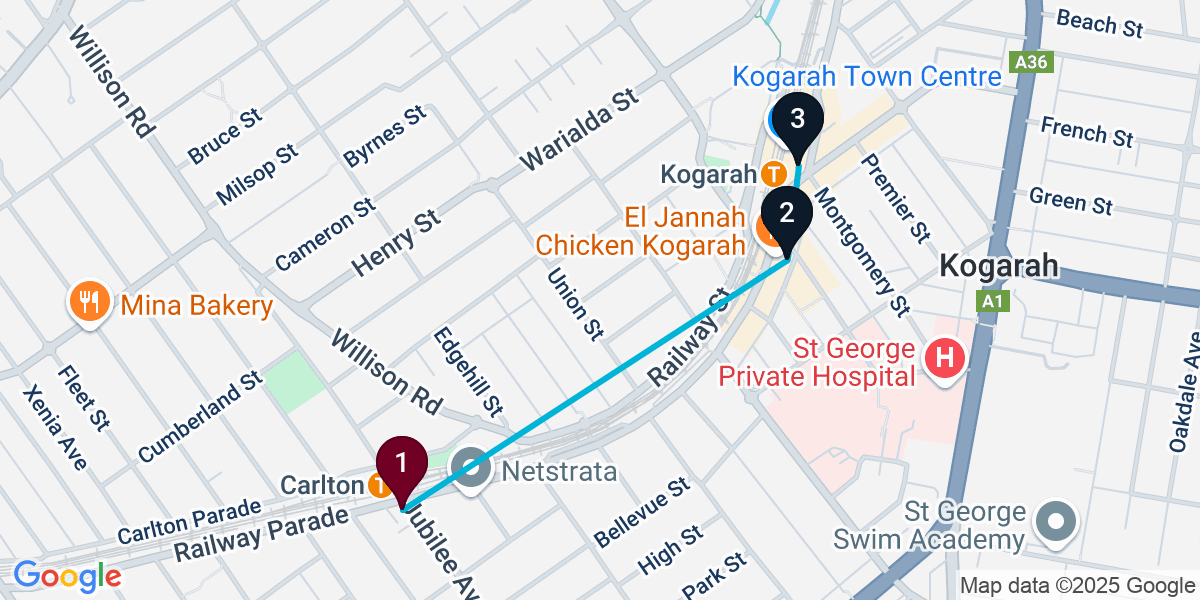 Map for 3-Stop Carlton Pub Bar Crawl
