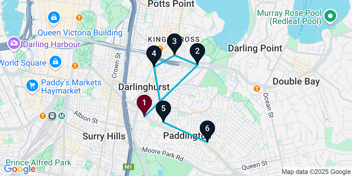 Map for 6-Stop Paddington Wine bar Bar Crawl
