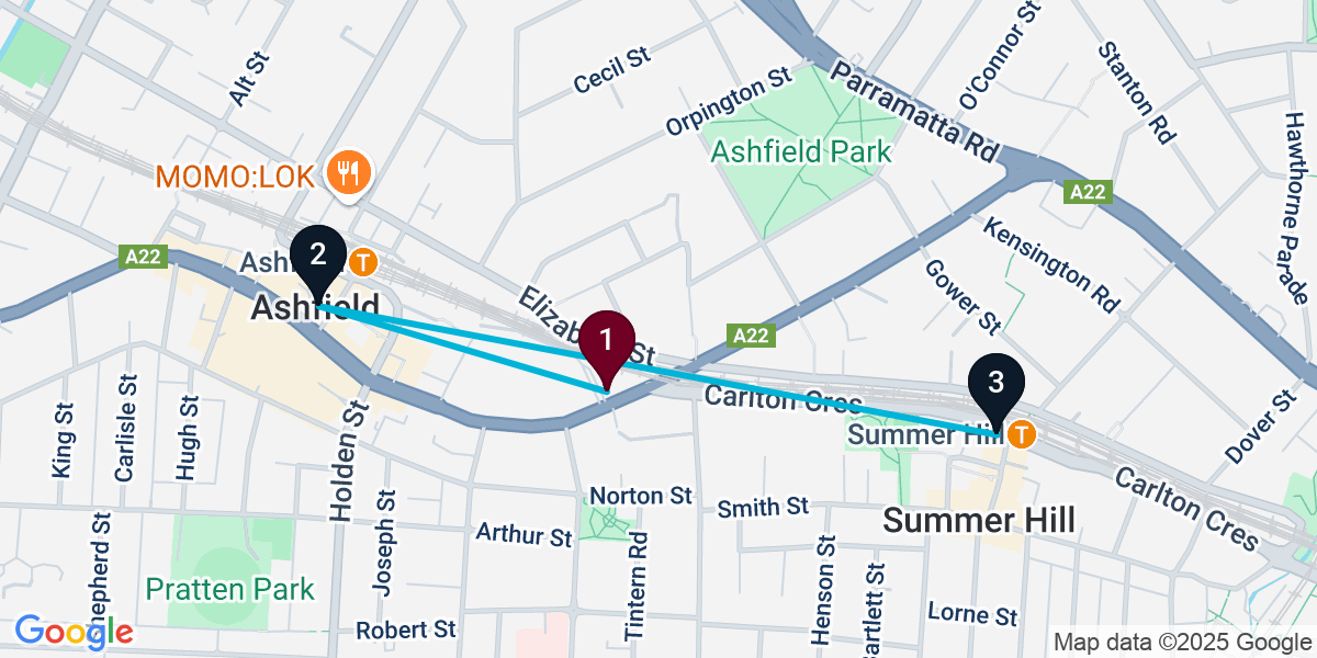 Map for 3-Stop Ashfield Live music Bar Crawl