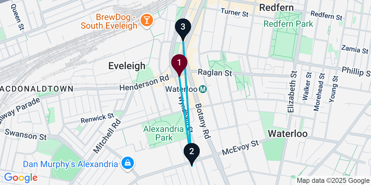 Map for 3-Stop Alexandria Brewery Bar Crawl