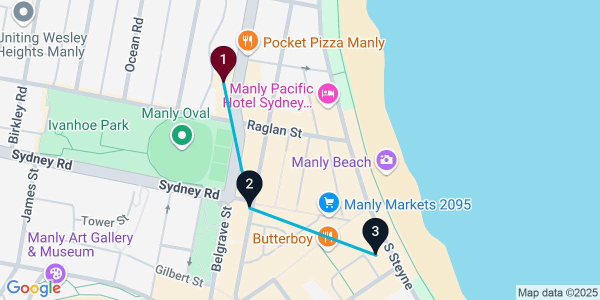 Map for 3-Stop Manly Sports bar Bar Crawl