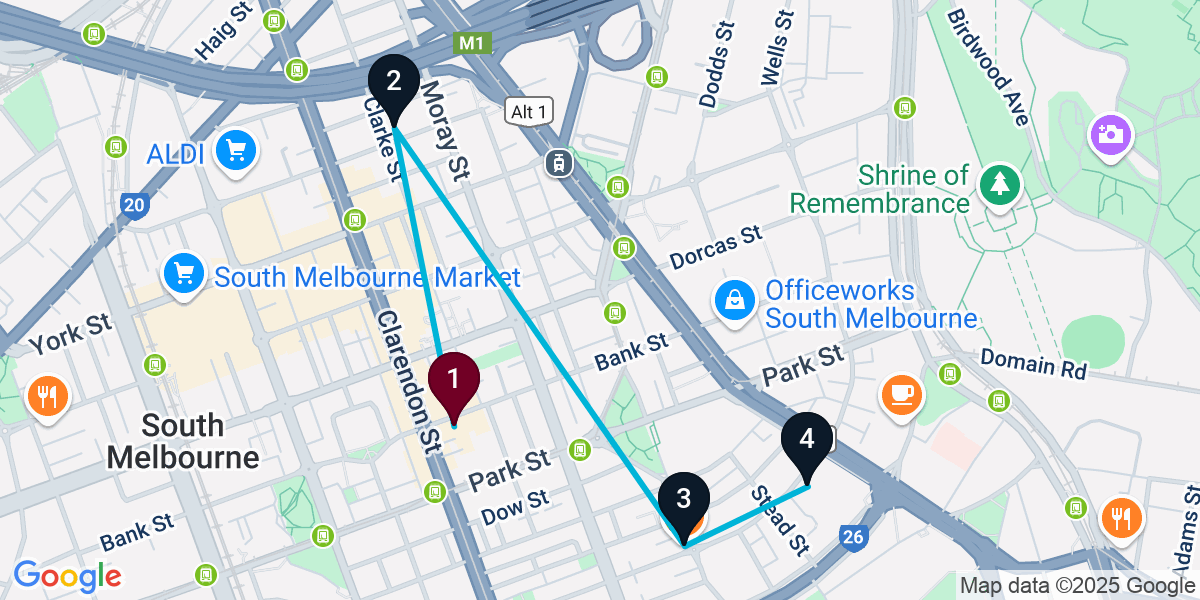 Map for Essential South Melbourne Bar Crawl