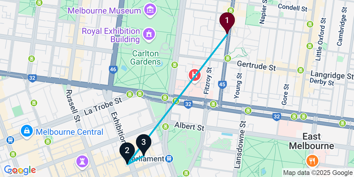 Map for Melbourne Cocktail Bar Crawl