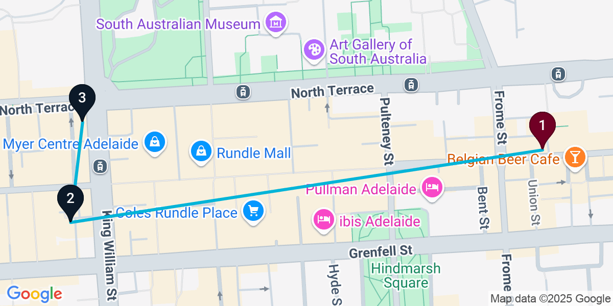 Map for Quick Adelaide Cocktail Bar Crawl