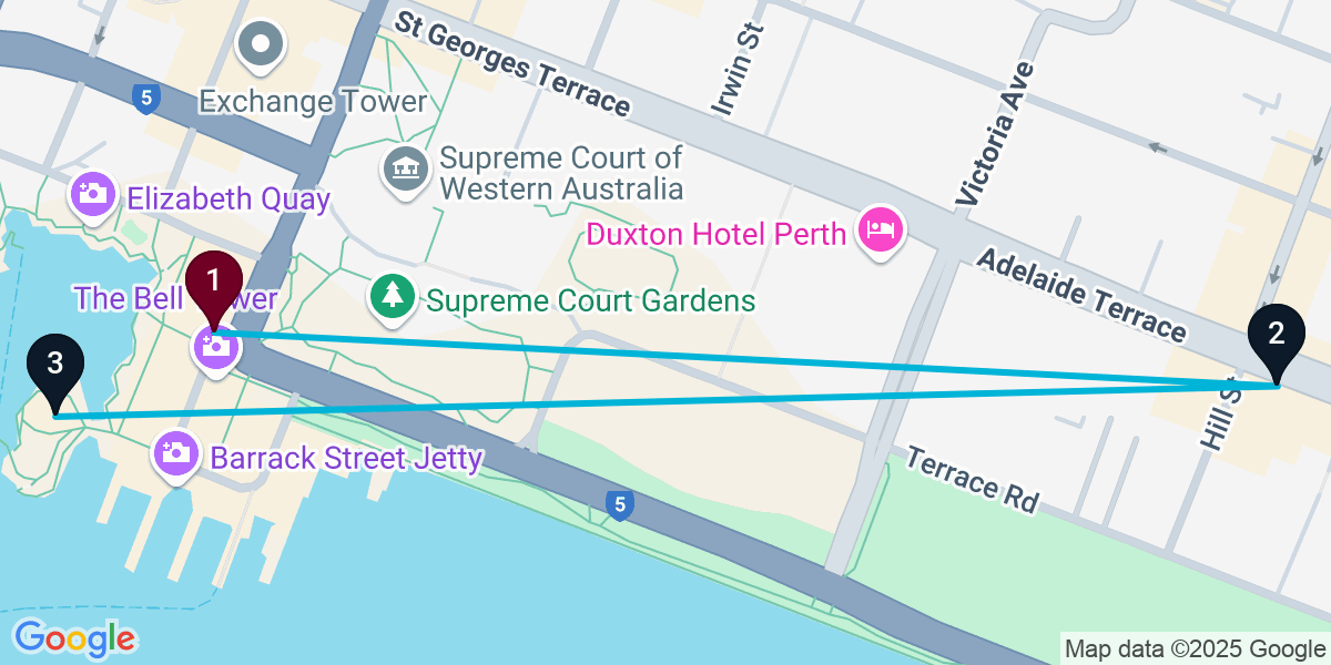 Map for 3-Stop Perth Wine bar Bar Crawl