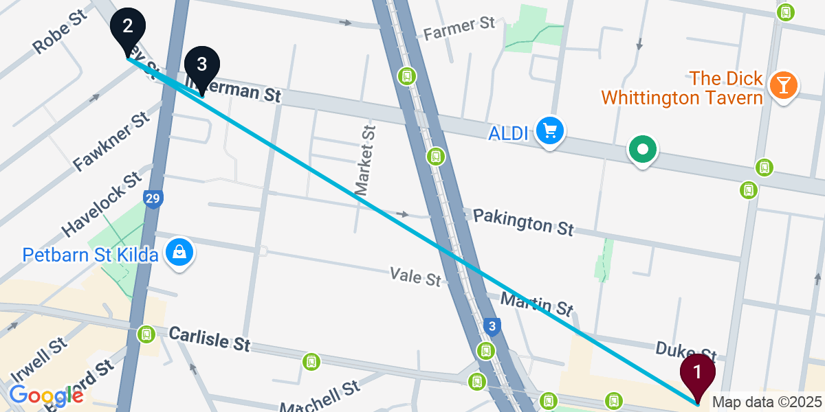 Map for St Kilda Bar Crawl