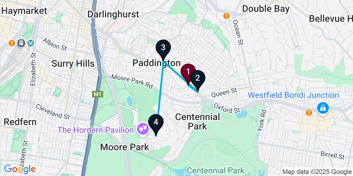 Map for 4-Stop Paddington Pub Bar Crawl