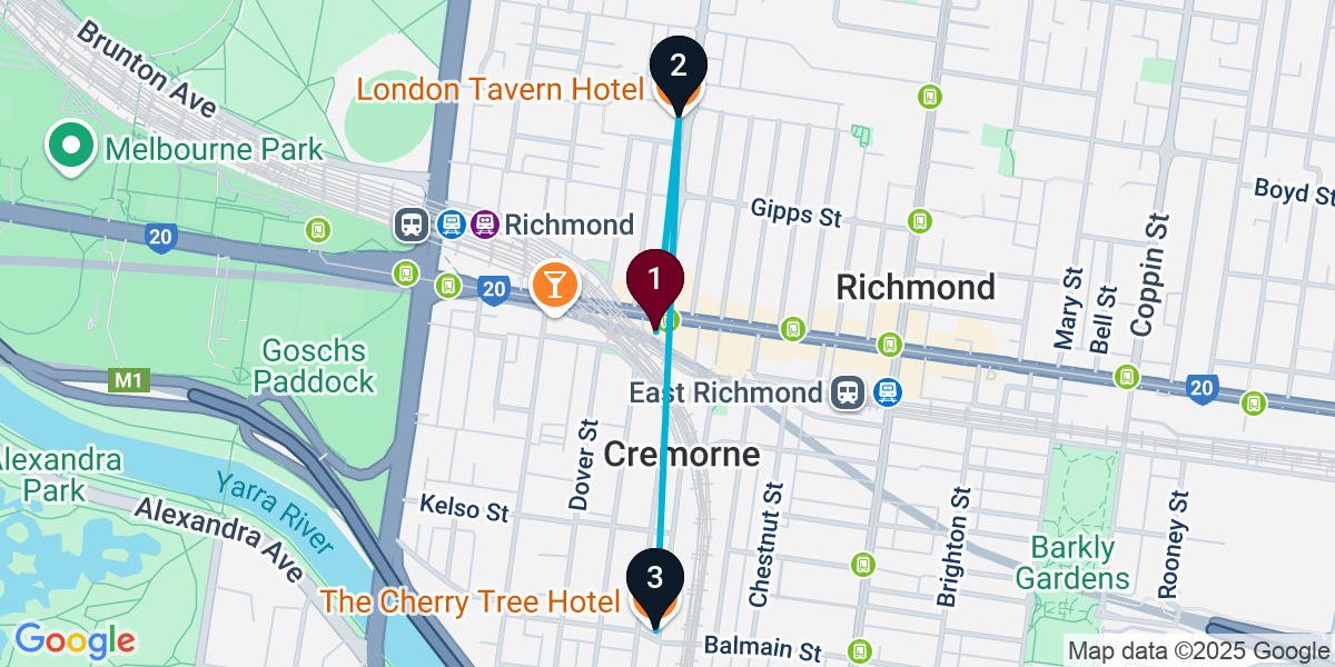 Map for Compact Richmond Pub Crawl
