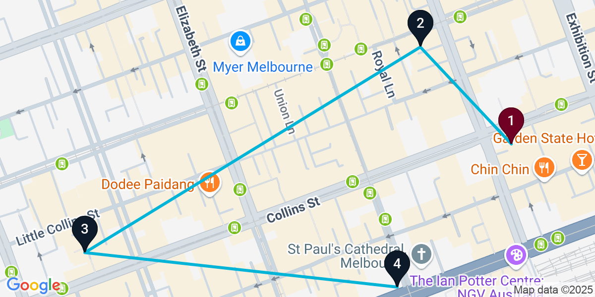 Map for Walkable Melbourne Pub Crawl
