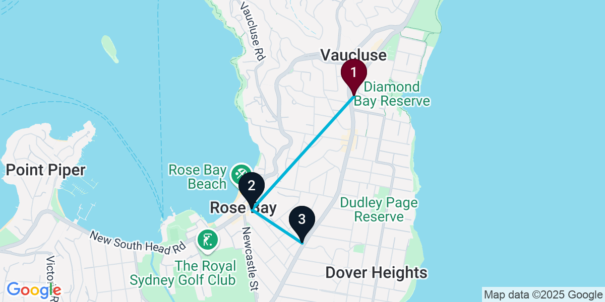 Map for 3-Stop Vaucluse Bar Crawl