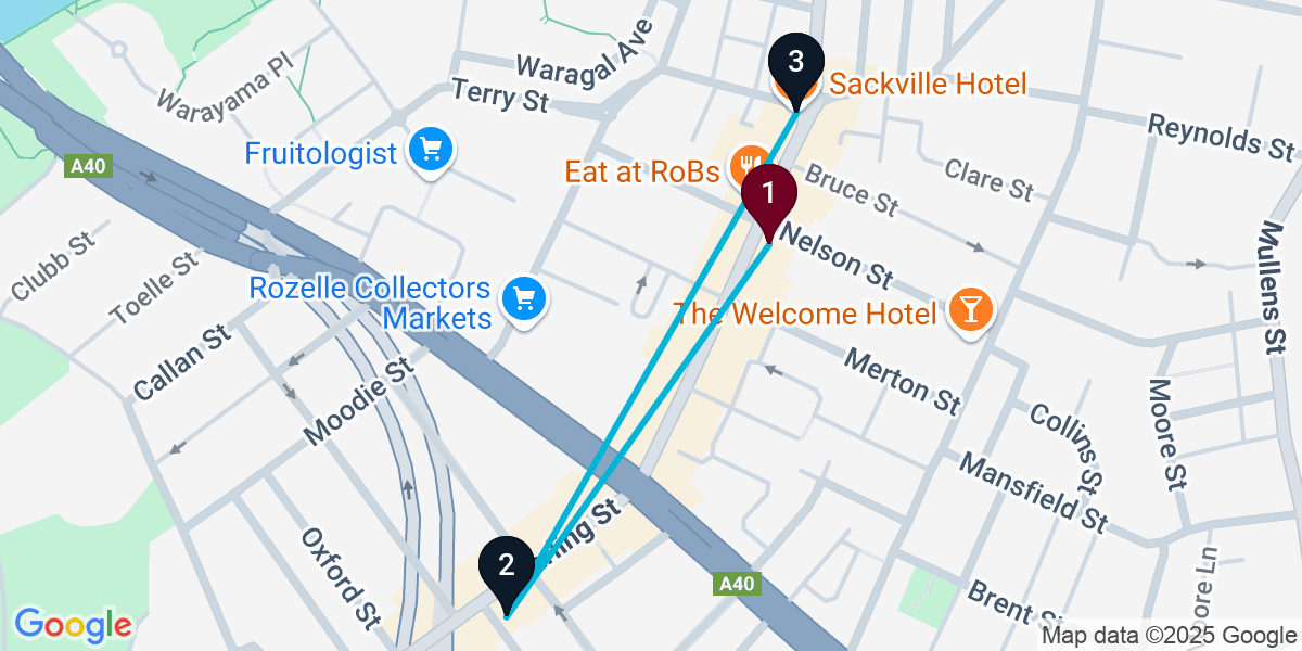 Map for 3-Stop Rozelle Cocktail Bar Crawl