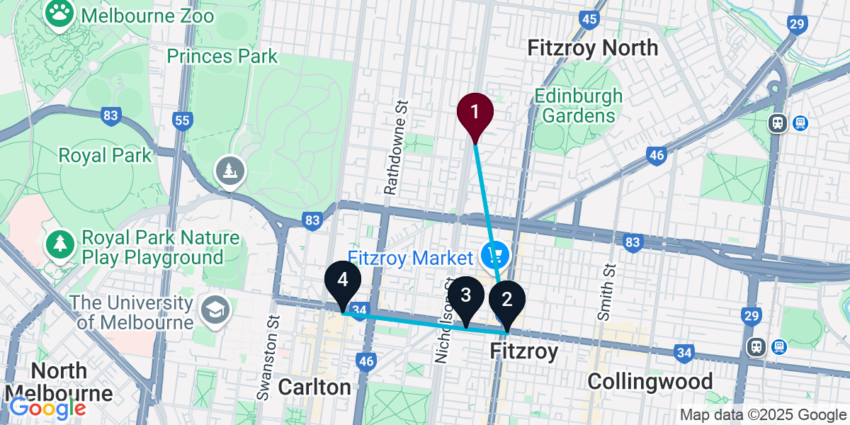 Map for Fitzroy Bar Crawl