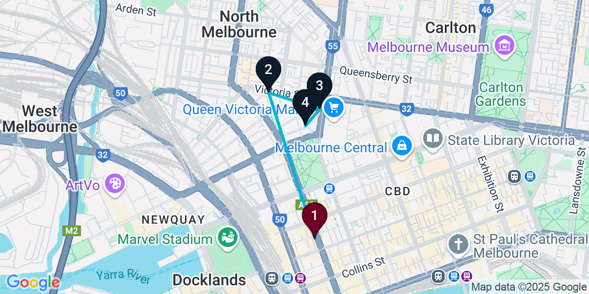 Map for Curated West Melbourne Bar Crawl