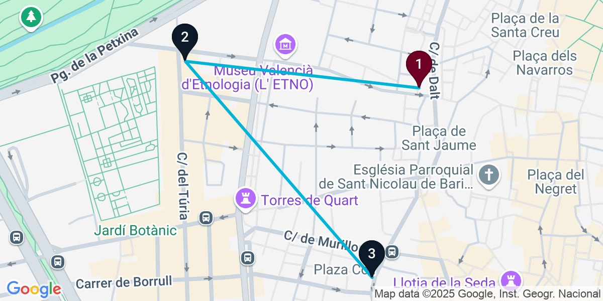 Map for 3-Stop Elite València Bar Crawl