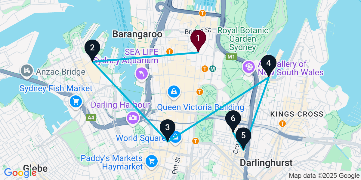 Map for 6-Stop Sydney Sports bar Bar Crawl
