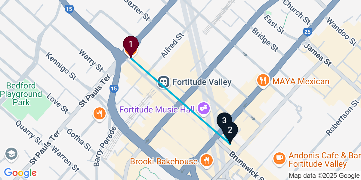Map for Short Fortitude Valley Cocktail Bar Crawl