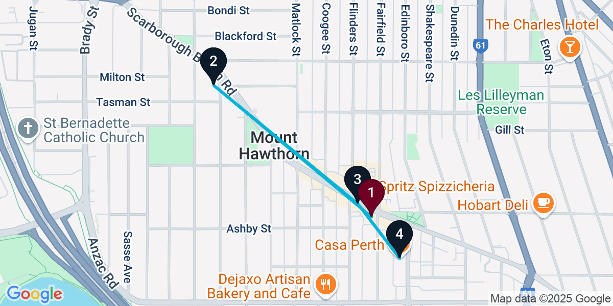 Map for 4-Stop Mount Hawthorn Wine bar Bar Crawl