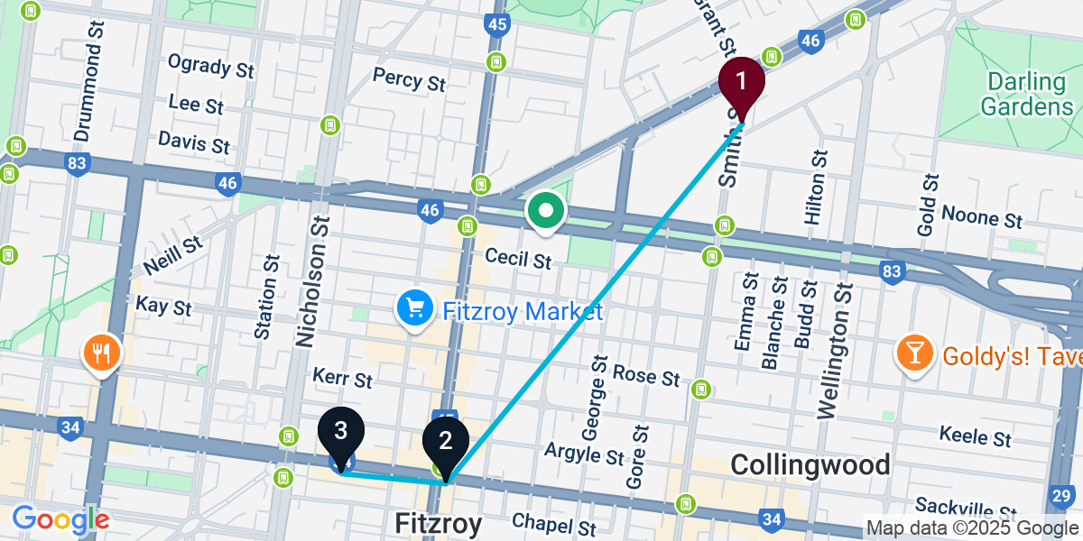 Map for Fitzroy Bar Crawl