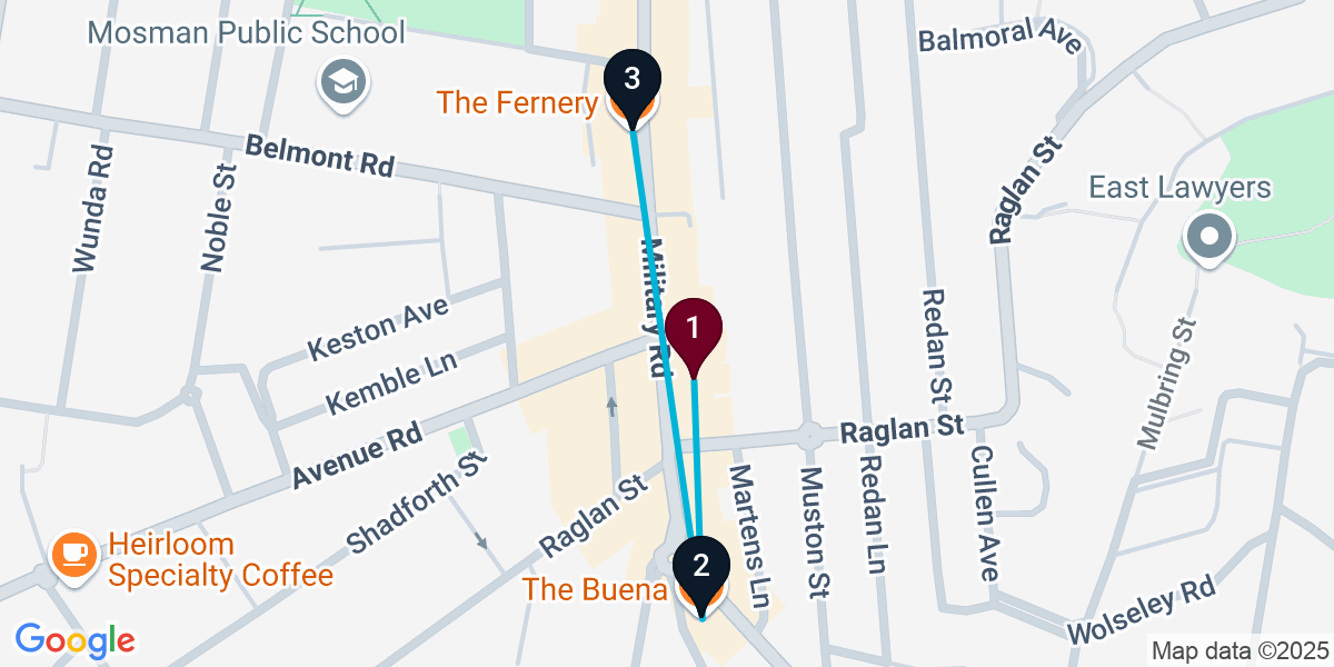 Map for 3-Stop Mosman Wine bar Bar Crawl