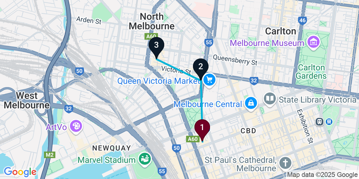 Map for Quick Melbourne Pub Crawl