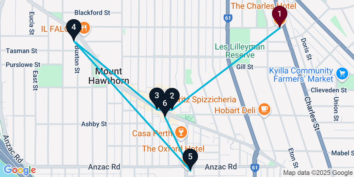 Map for 6-Stop North Perth Bar Crawl
