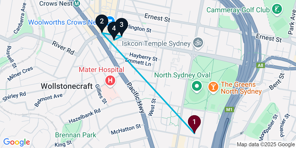 Map for 4-Stop North Sydney Live music Bar Crawl