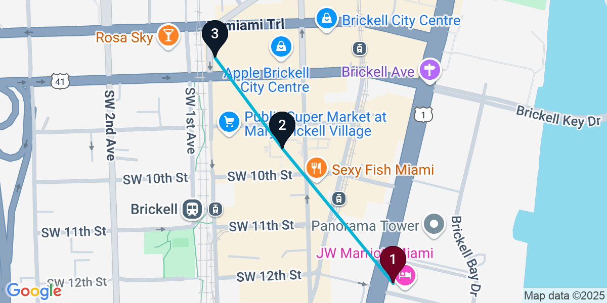 Map for Compact Brickell Bar Crawl