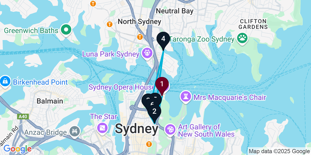 Map for 6-Stop Sydney Wine bar Bar Crawl