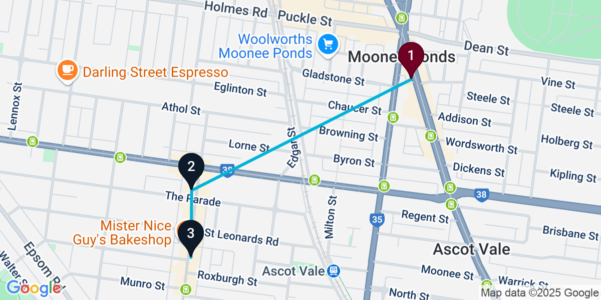 Map for Ascot Vale Bar Crawl