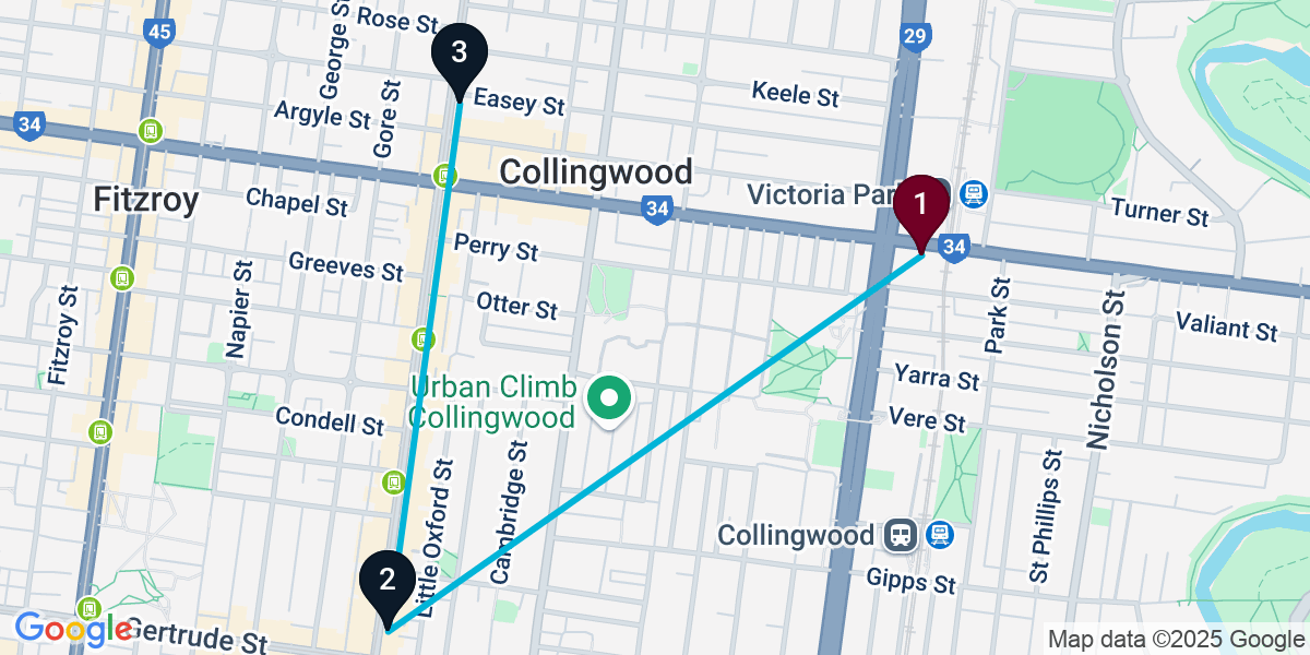 Map for Collingwood Cocktail Bar Crawl