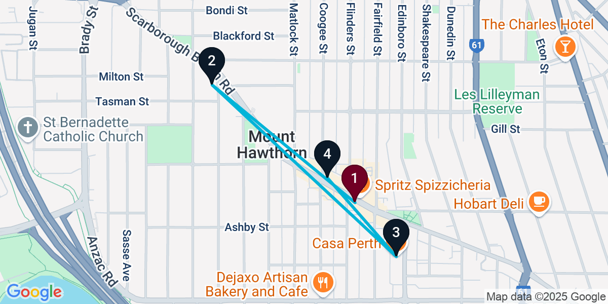 Map for 4-Stop Mount Hawthorn Wine bar Bar Crawl