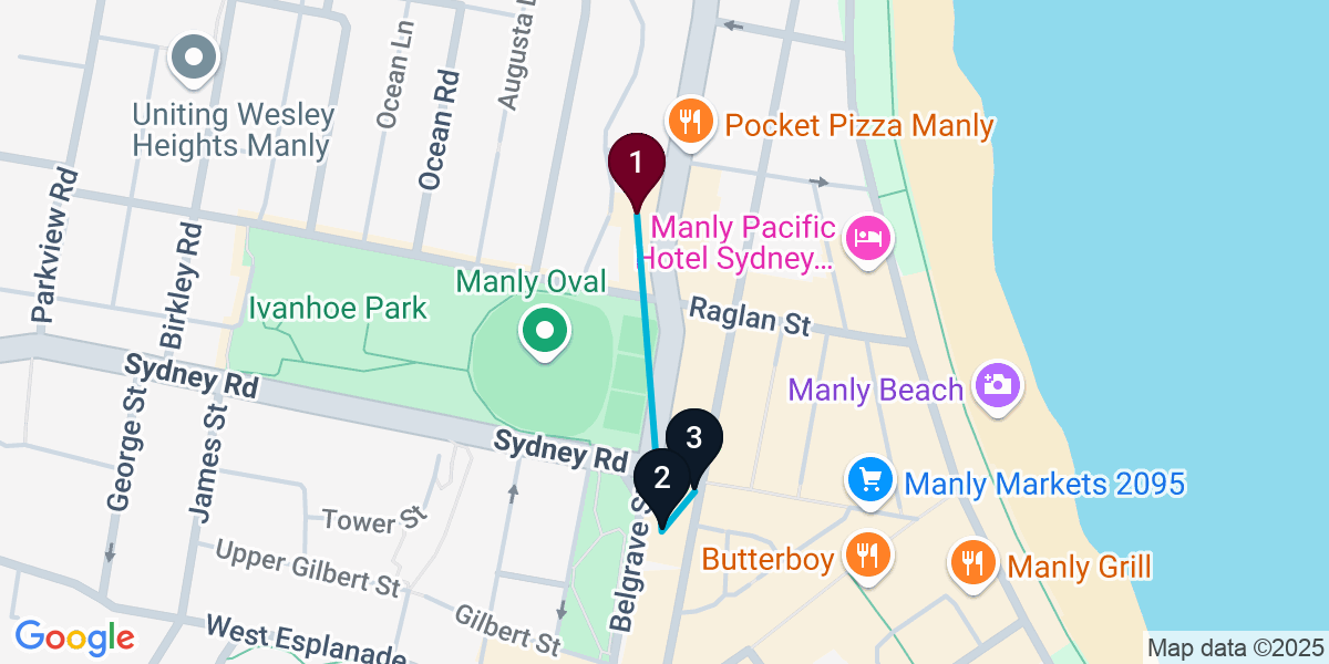 Map for 3-Stop Manly Dive bar Bar Crawl
