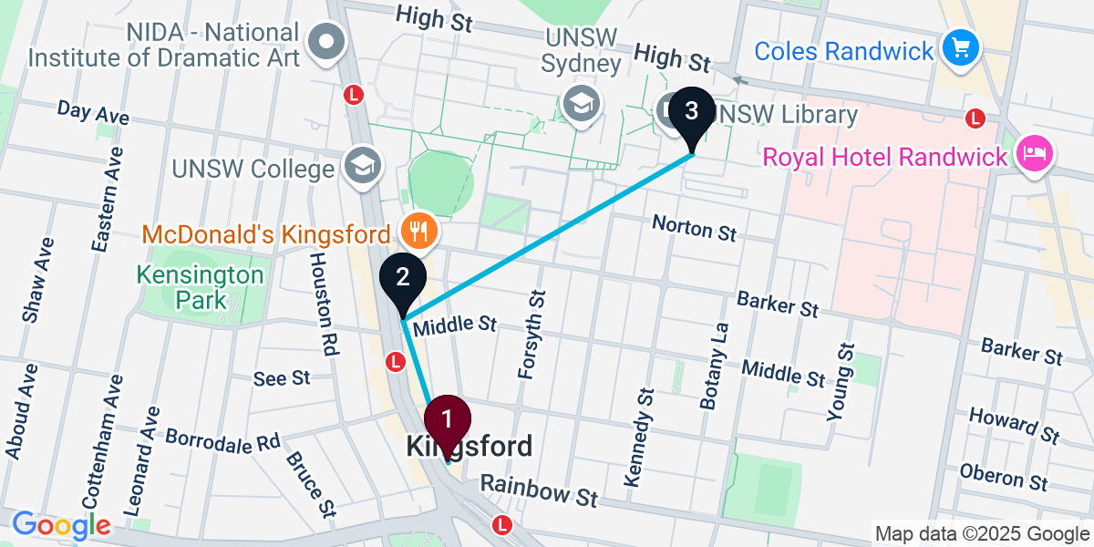Map for 3-Stop Kingsford Pub Bar Crawl
