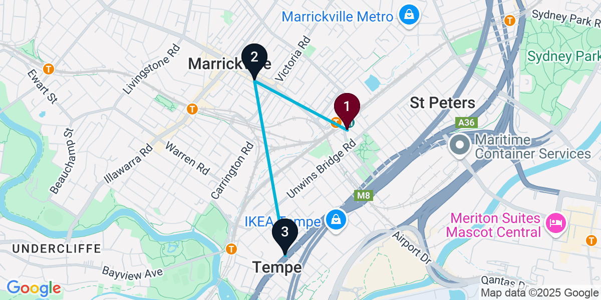 Map for 3-Stop Sydenham Bar Crawl