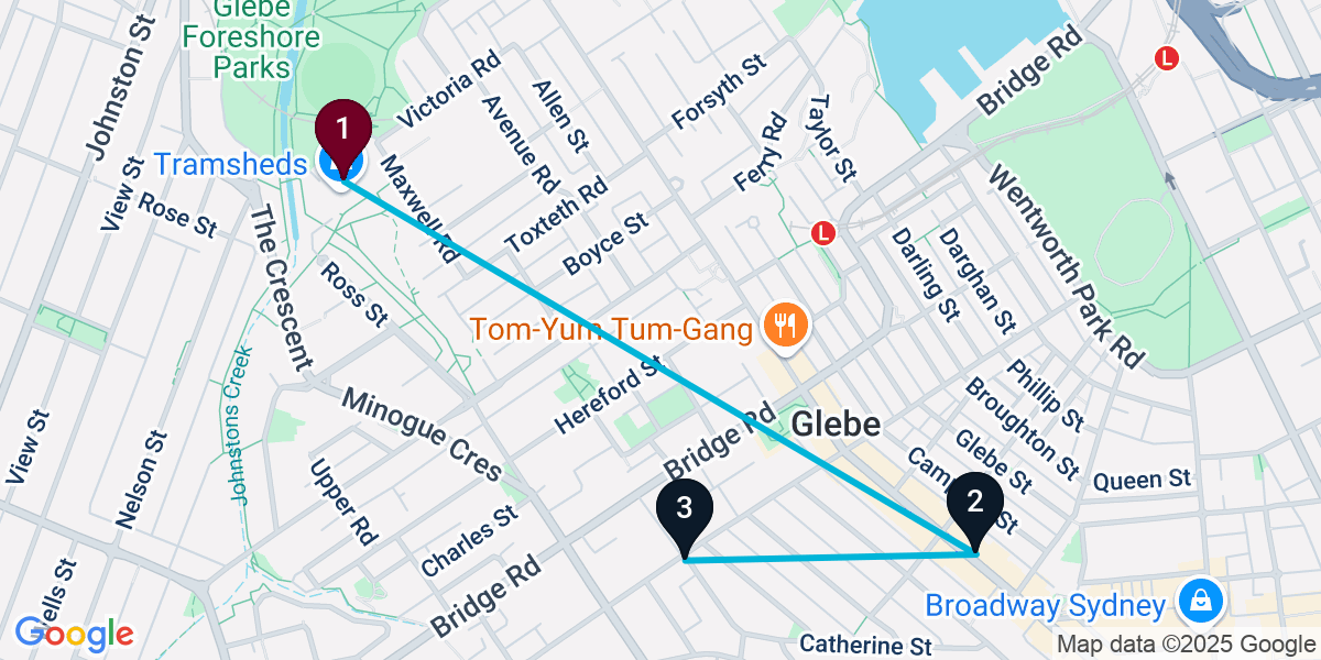 Map for 3-Stop Forest Lodge Bar Crawl