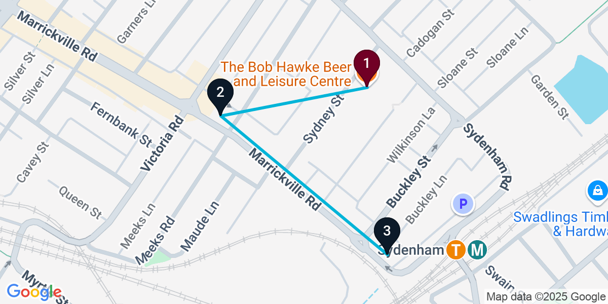 Map for 3-Stop Marrickville Live music Bar Crawl