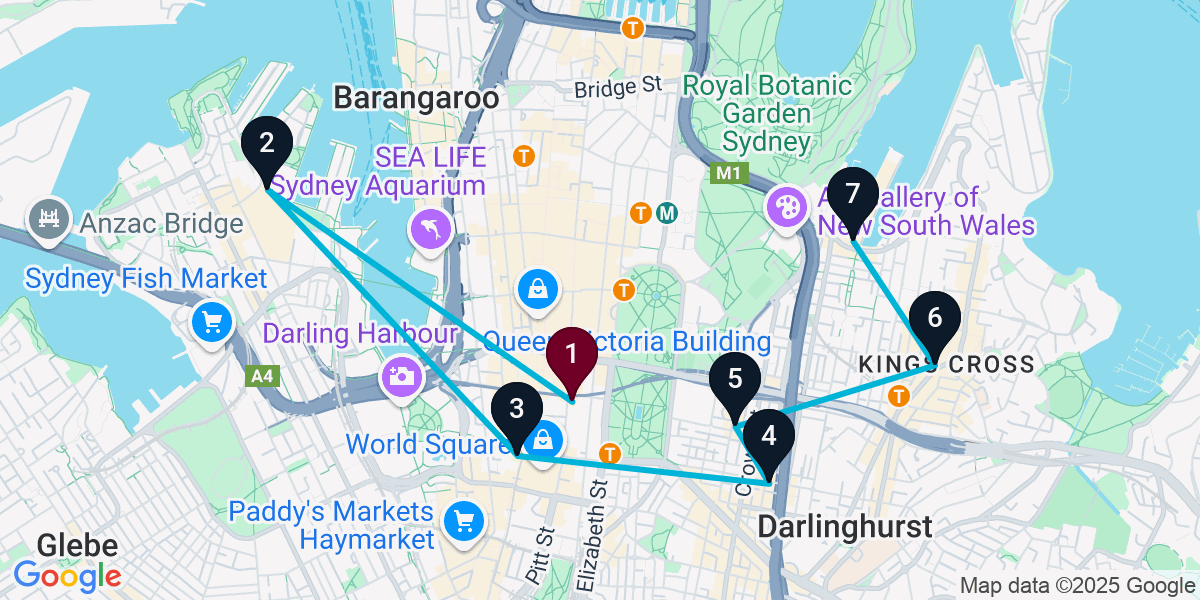 Map for 7-Stop Sydney Sports bar Bar Crawl