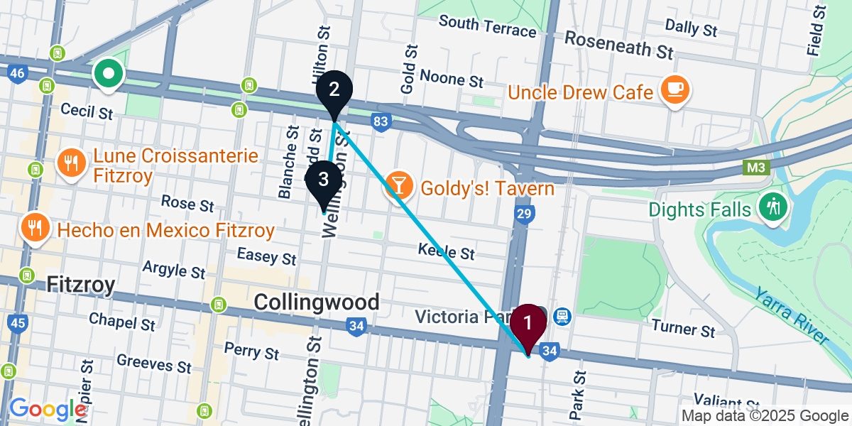 Map for Collingwood Bar Crawl