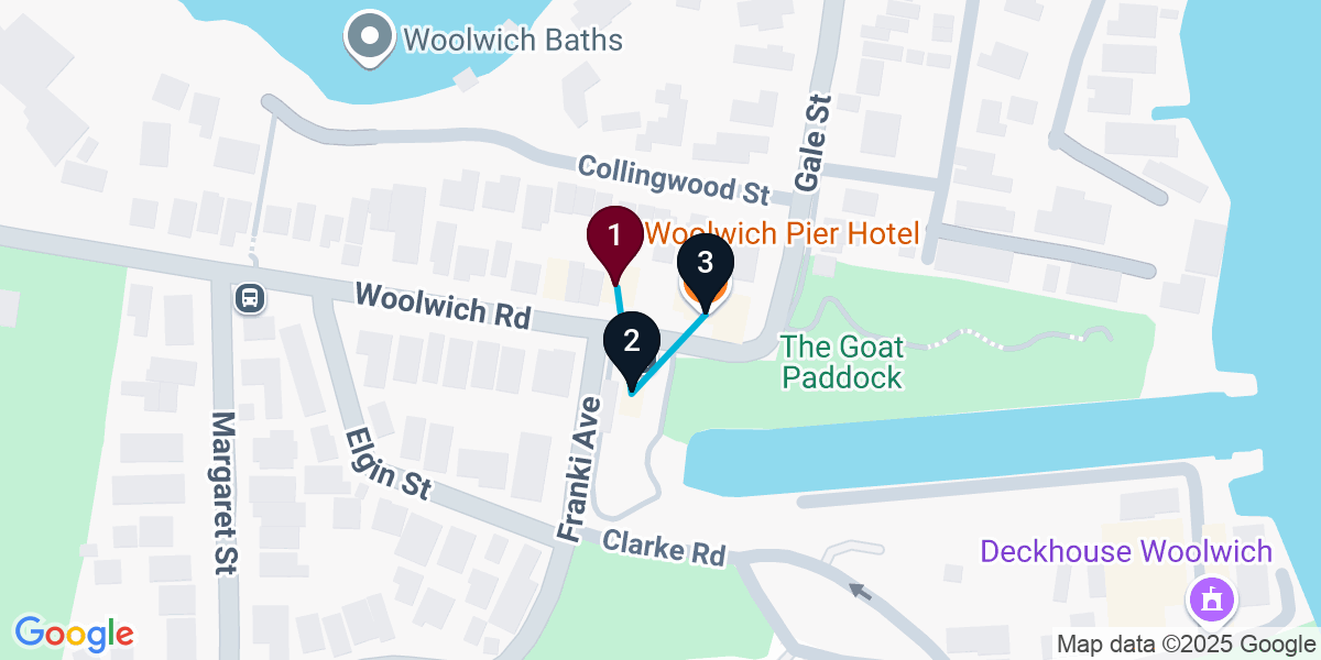 Map for 3-Stop Woolwich Bar Crawl